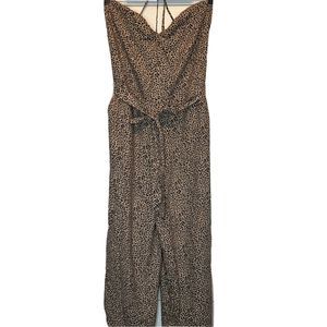 NEW Abercrombie & Fitch Jumpsuit Romper MEDIUM Leopard Cheetah Sleeveless Beige